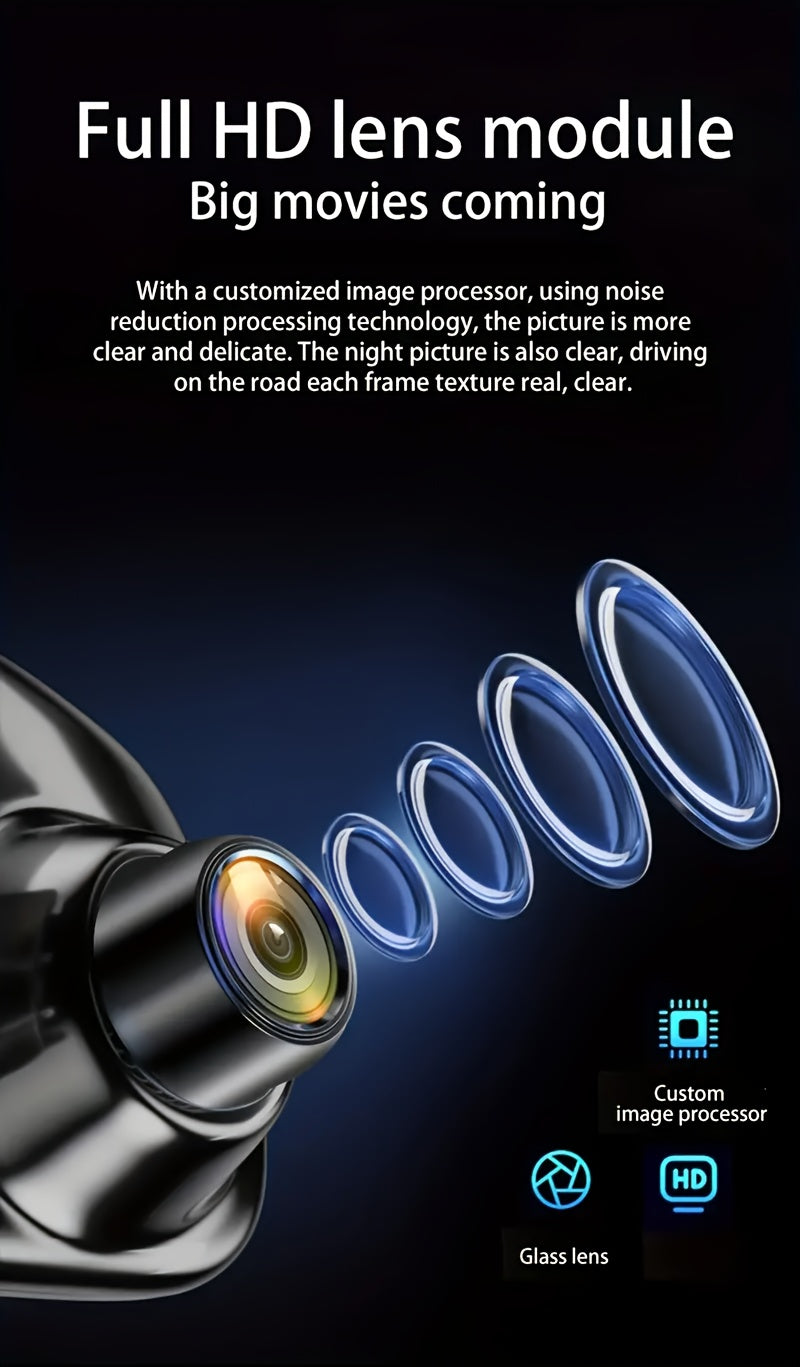 1080P Dual Front And Rear Cameras Rearview Mirror Dashcam - 4.3-inch Super Night Vision, Parking Assist, Loop Recording, 24-hour Parking Monitoring, Car Reversing Camera