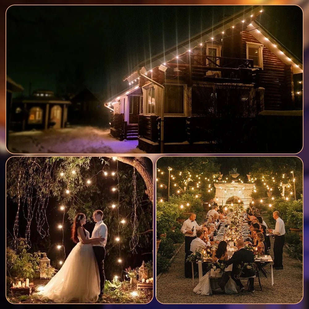 LED String Light G40 Shatterproof Light String IP44 Patio Light Outdoor Garland Light For Garden Wedding Decoration 18M 26M 45M