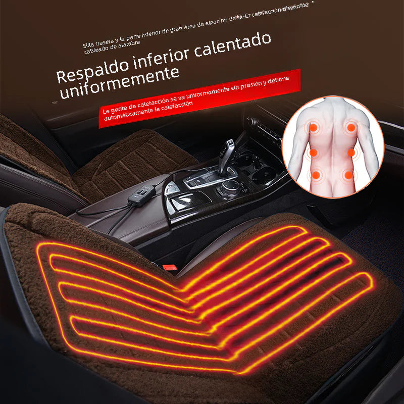 "12V/24V Heated Wool Car Seat Cushion with Plug"