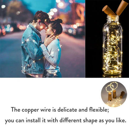 3.28FT 1M 10 LED Cork Shaped Copper Wire String Light Wine Bottle LR44 Battery Wine Bottle for Glass Craft Xmas Party Decoration