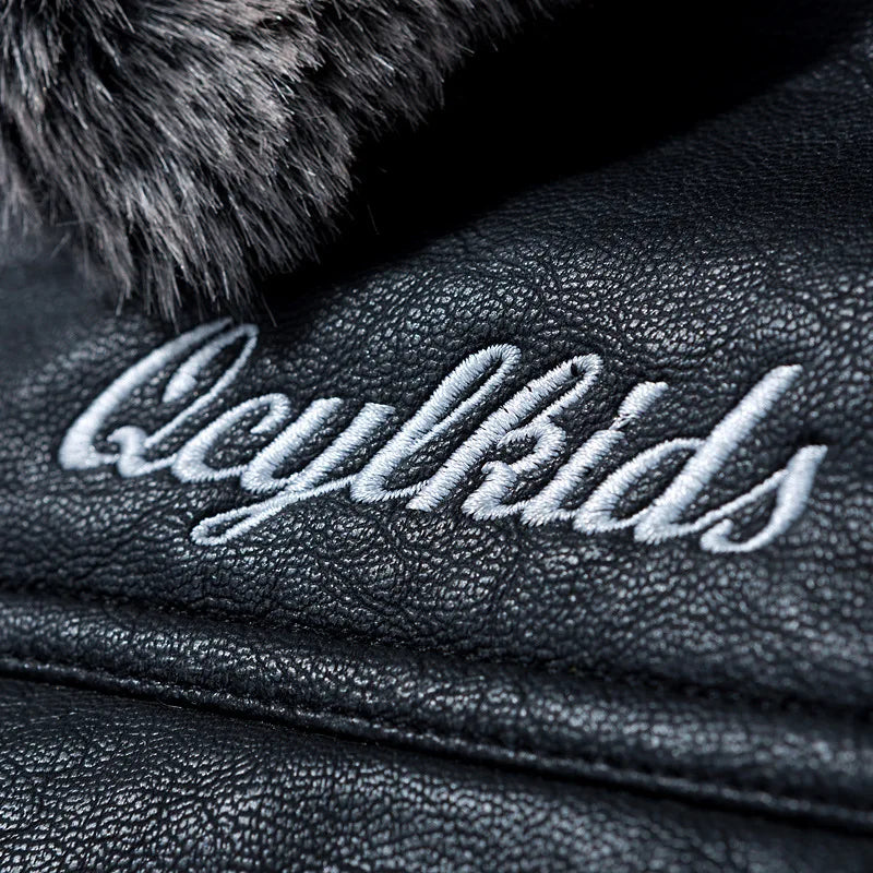 High Quality Luxury Mens Leather Jacket Plush Real Fur Coat Jackets Handsome Fashionable Young Man Winter Genuine Leather Coat