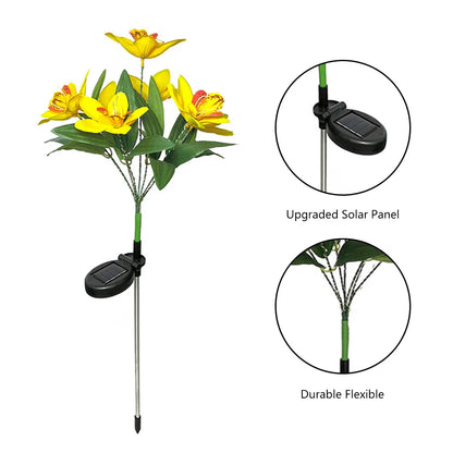 7 Heads Solar Lights Outdoor Decorative Solar Garden Lights Rose Flower Lawn Lamp for Yard Patio Garden Decor Flowers