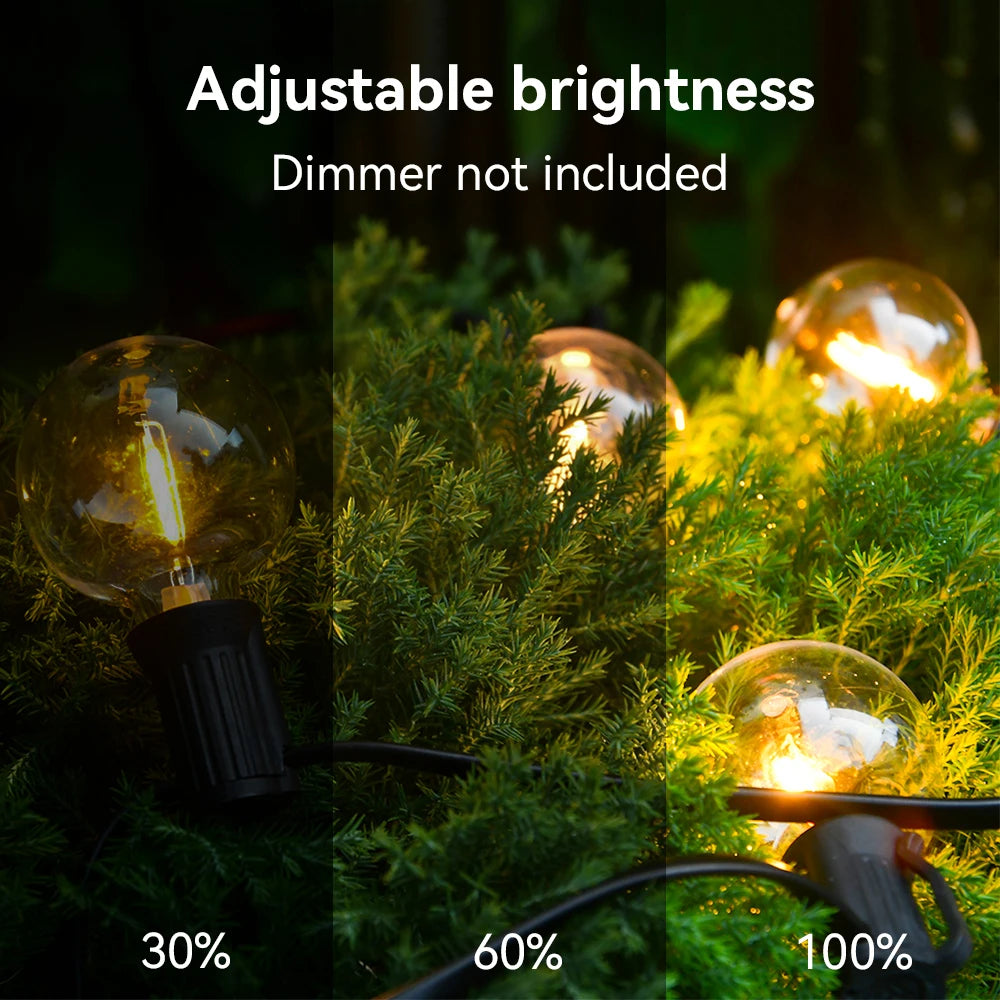 LED String Light G40 Shatterproof Light String IP44 Patio Light Outdoor Garland Light For Garden Wedding Decoration 18M 26M 45M