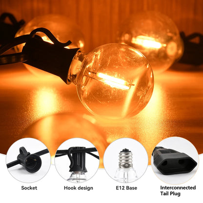 LED String Light G40 Shatterproof Light String IP44 Patio Light Outdoor Garland Light For Garden Wedding Decoration 18M 26M 45M