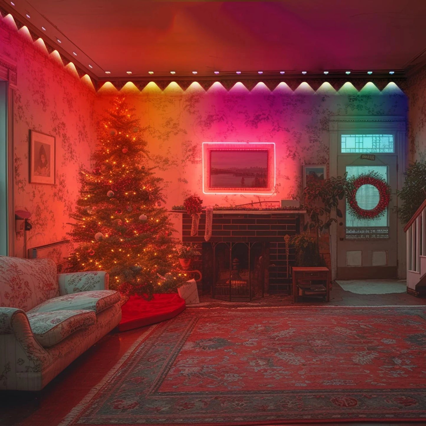 45M 90Leds Permanent Outdoor Eaves LED Lights Waterproof RGB String Lights DIY Scene Christmas Birthday Holiday Party Lighting