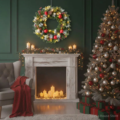 Led Christmas Wreath Door Hanging Rattan Farm Christmas Decorations Garland Xmas Wreath Home Party Wall Front Door Decorations