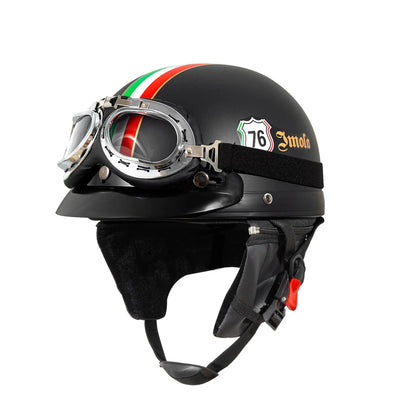 Leather Half Helmet, Electric Bicycle Helmet, Men's and Women's Four Seasons Hat, Lightweight Melon Scoop Helmet Hat