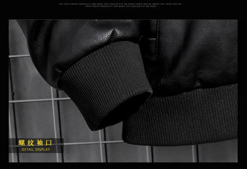 Hooded Leather Jacket Men's Jacket Winter PU Leather Coat Teenage Jackets Men's Motorcycle Leather Coat Harajuku