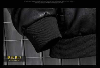 Hooded Leather Jacket Men's Jacket Winter PU Leather Coat Teenage Jackets Men's Motorcycle Leather Coat Harajuku