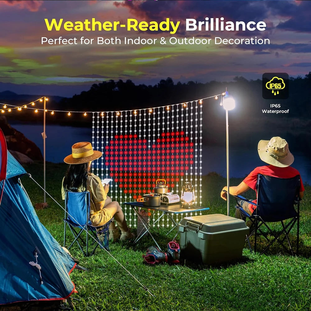 Smart LED Curtain Light APP Control RGB Dimmable DIY Pattern Music Ambient Lighting For Home Holiday Party Christmas Decoration