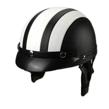 Leather Half Helmet, Electric Bicycle Helmet, Men's and Women's Four Seasons Hat, Lightweight Melon Scoop Helmet Hat