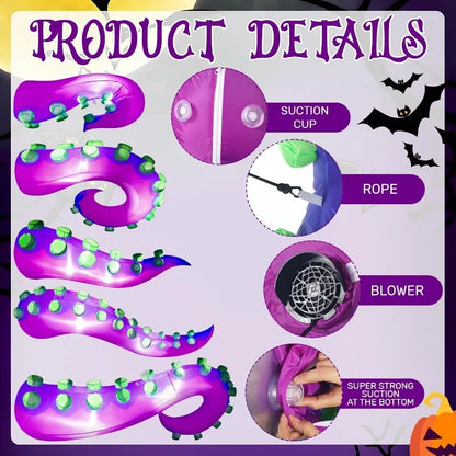 5 Pcs 5 ft Halloween Inflatable Lighted Giant Octopus Tentacle with Build in LED Broke Out from Window Blow up Decor for