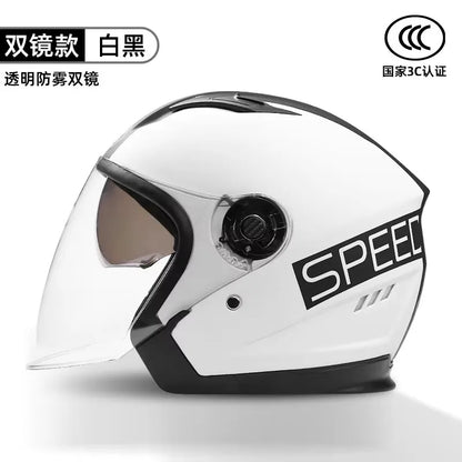Motorcycle Open Face Helmet For Men And Women Dual Lens Sun Visor Face Shield Top Lightweight Scooter Bike Retro 3/4 Helmet
