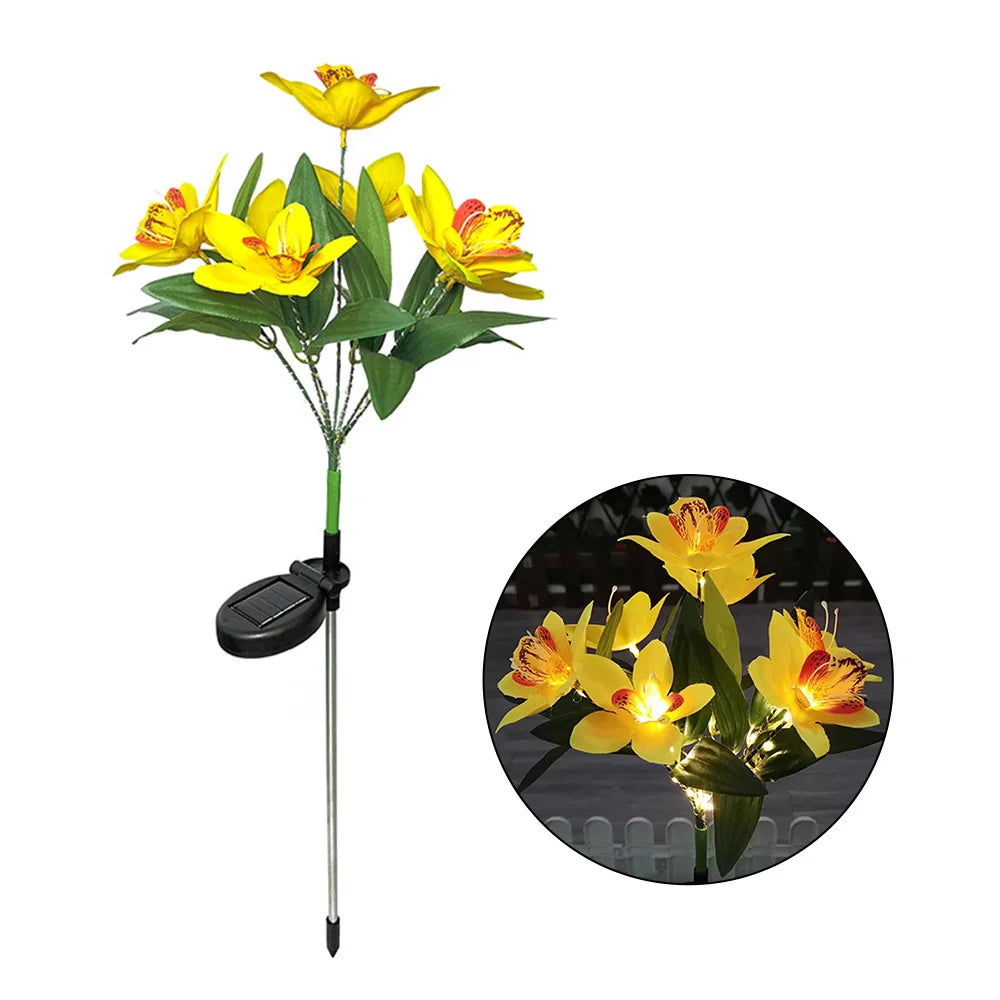 7 Heads Solar Lights Outdoor Decorative Solar Garden Lights Rose Flower Lawn Lamp for Yard Patio Garden Decor Flowers