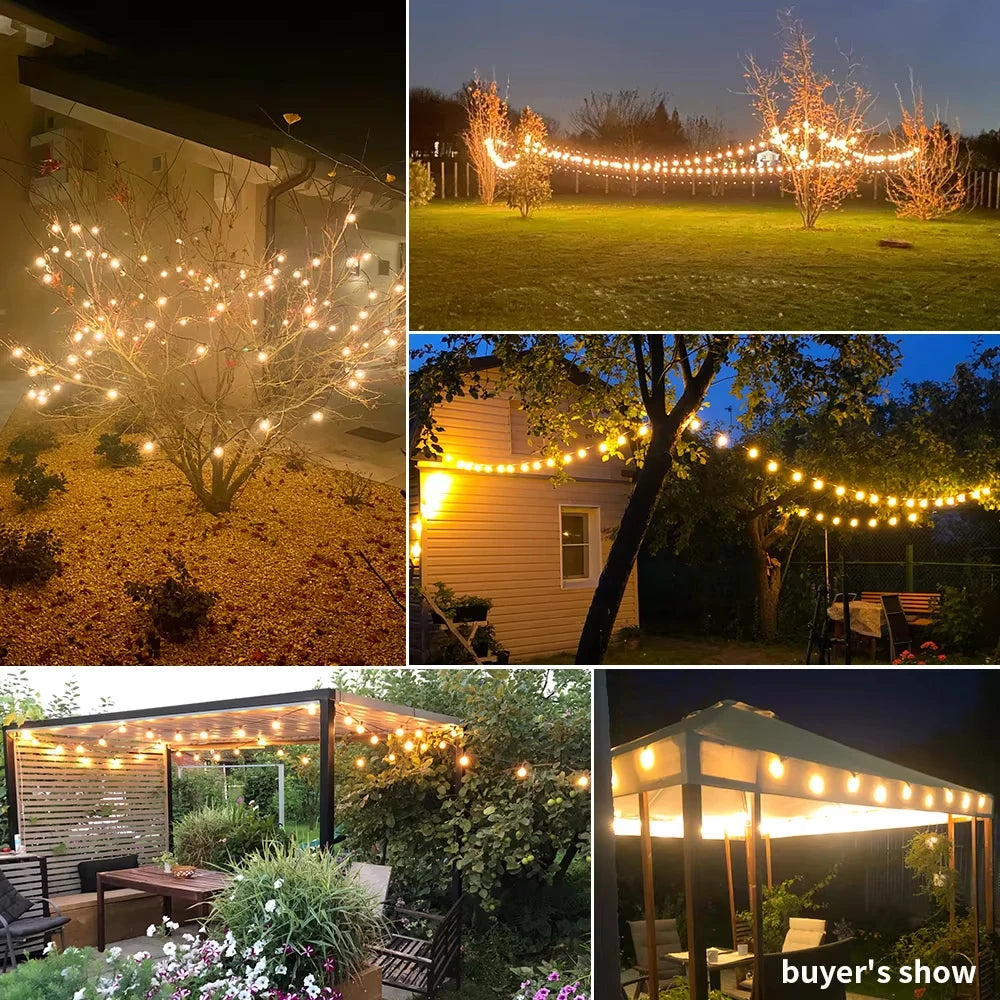 LED String Light G40 Shatterproof Light String IP44 Patio Light Outdoor Garland Light For Garden Wedding Decoration 18M 26M 45M