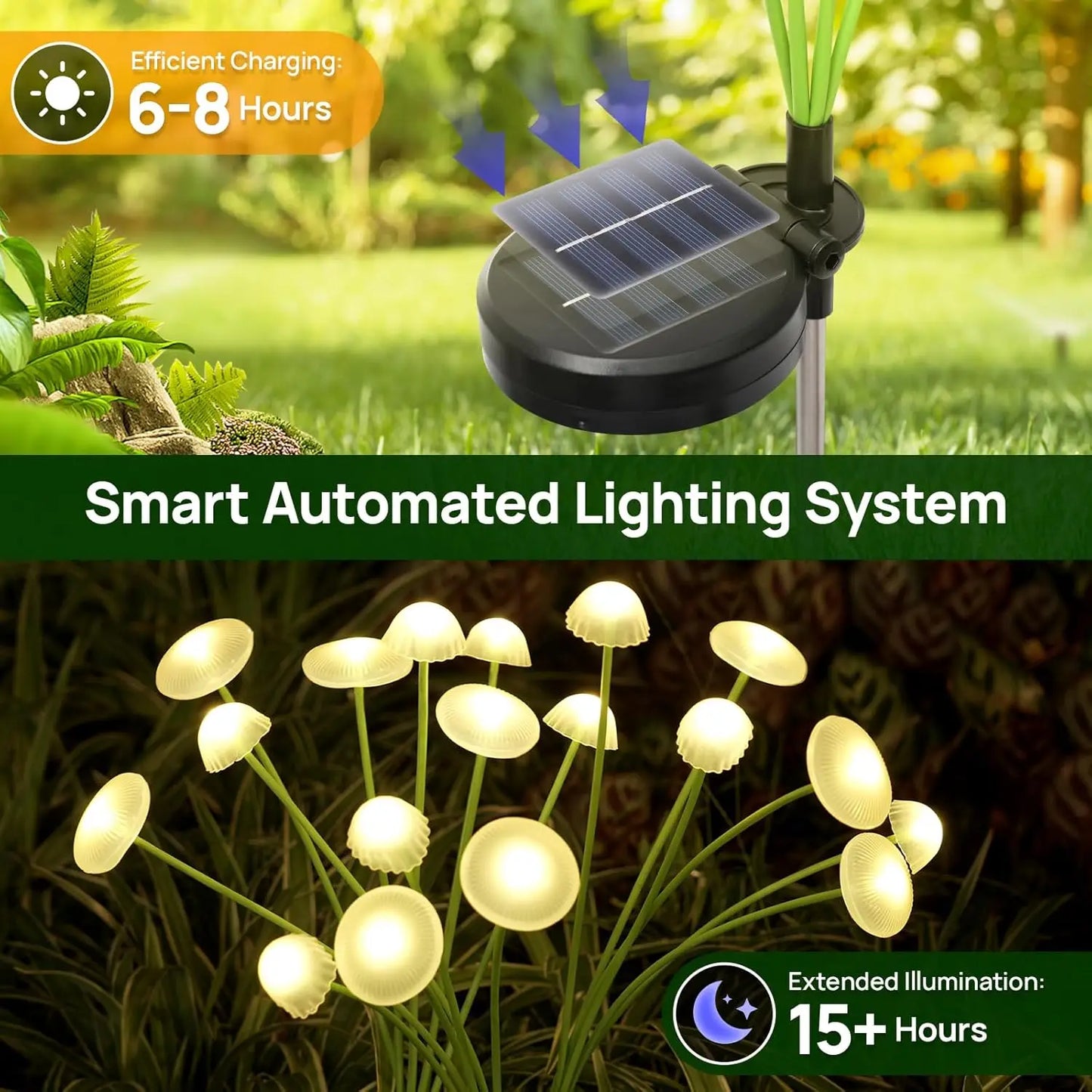 Solar Garden Lights Mushroom Flower Light Yard Decor Outside Waterproof for Pathway Lawn Front Porch Patio