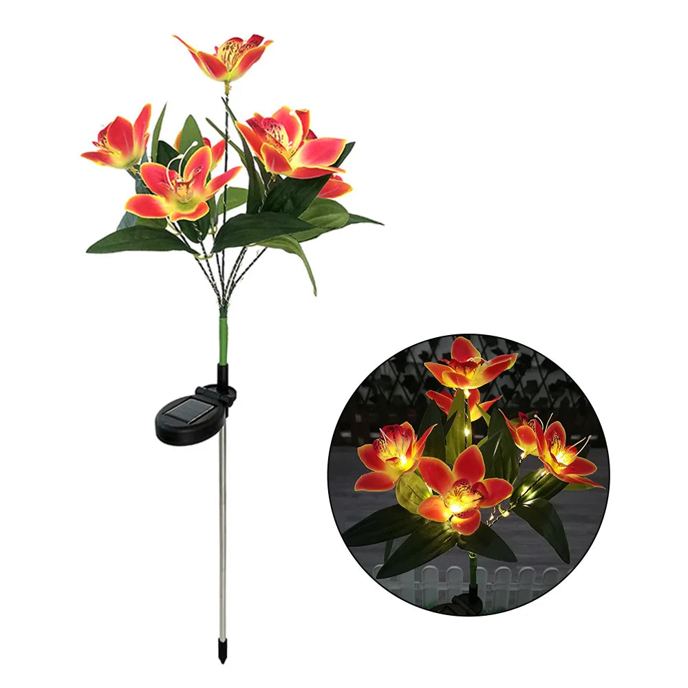 7 Heads Solar Lights Outdoor Decorative Solar Garden Lights Rose Flower Lawn Lamp for Yard Patio Garden Decor Flowers