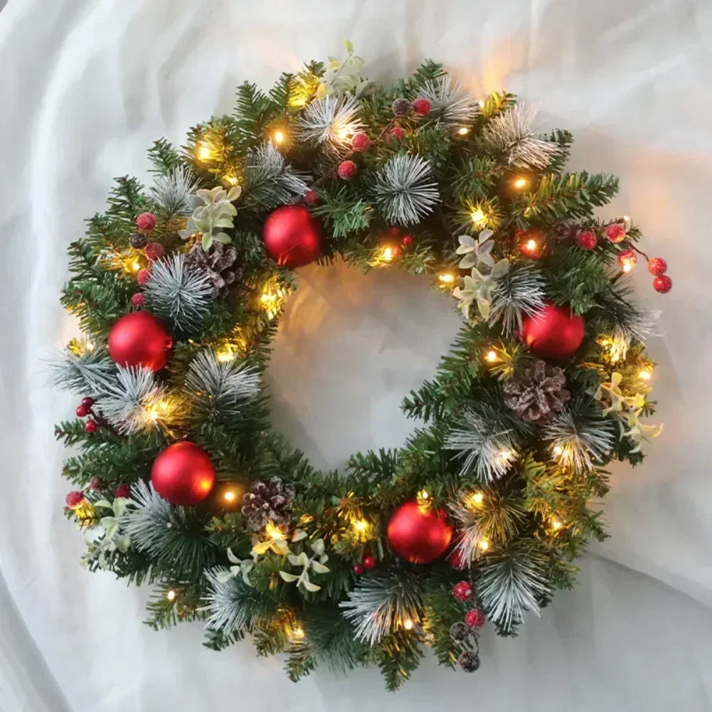 Led Christmas Wreath Door Hanging Rattan Farm Christmas Decorations Garland Xmas Wreath Home Party Wall Front Door Decorations
