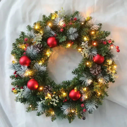 Led Christmas Wreath Door Hanging Rattan Farm Christmas Decorations Garland Xmas Wreath Home Party Wall Front Door Decorations