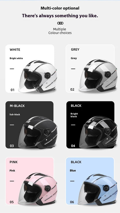 Motorcycle Open Face Helmet For Men And Women Dual Lens Sun Visor Face Shield Top Lightweight Scooter Bike Retro 3/4 Helmet