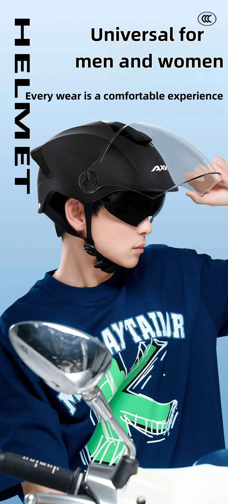 Helmet, lightweight and breathable motorcycle helmet for men and women, portable simple bicycle motorcycle riding equipment