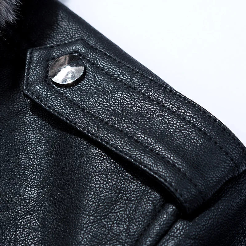 High Quality Luxury Mens Leather Jacket Plush Real Fur Coat Jackets Handsome Fashionable Young Man Winter Genuine Leather Coat