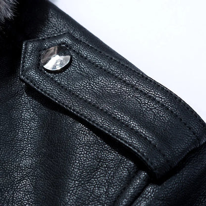 High Quality Luxury Mens Leather Jacket Plush Real Fur Coat Jackets Handsome Fashionable Young Man Winter Genuine Leather Coat