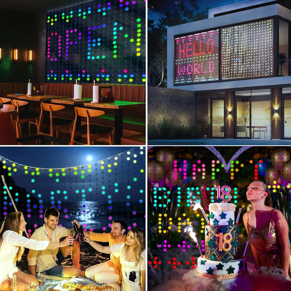 Smart LED Curtain Light APP Control RGB Dimmable DIY Pattern Music Ambient Lighting For Home Holiday Party Christmas Decoration