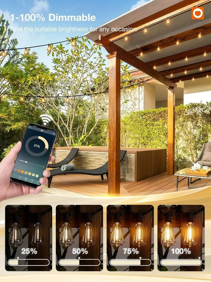 150FT LED Outdoor String Lights Waterproof Patio Lights Shatterproof ST38 Replaceable Bulbs Dimmable Outside Hanging Lights