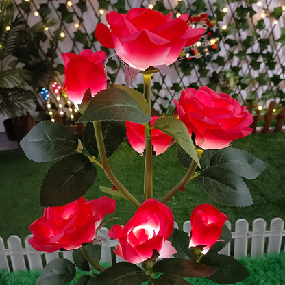 7 Heads Solar Lights Outdoor Decorative Solar Garden Lights Rose Flower Lawn Lamp for Yard Patio Garden Decor Flowers