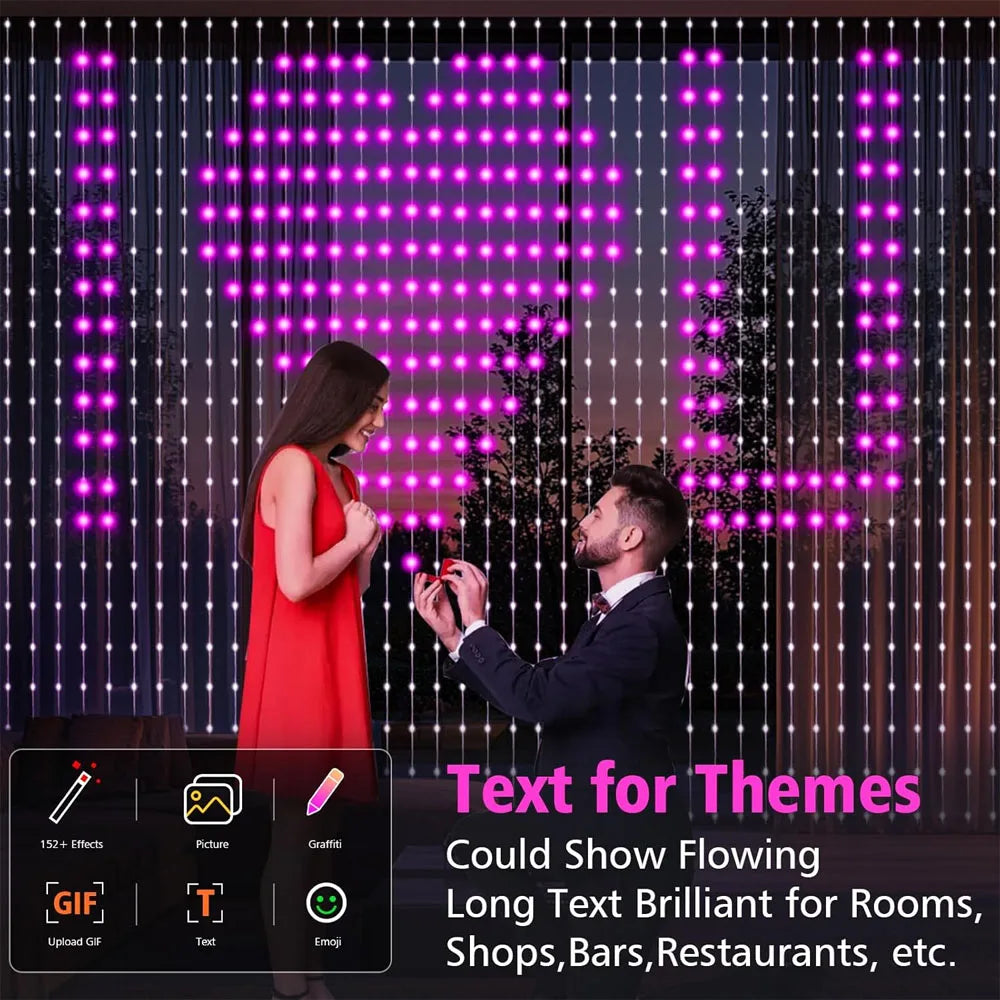 Smart LED Curtain Light APP Control RGB Dimmable DIY Pattern Music Ambient Lighting For Home Holiday Party Christmas Decoration