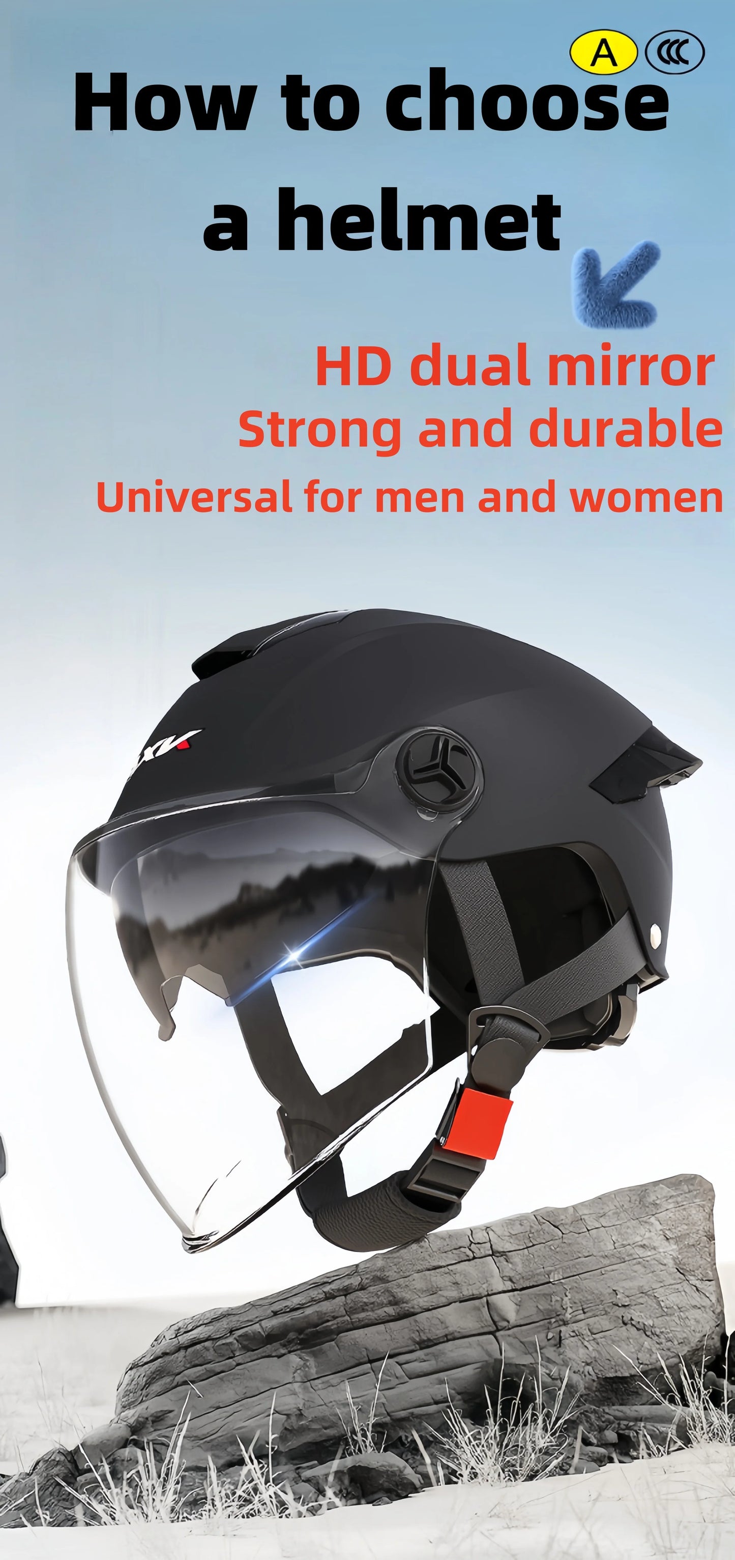 Helmet, lightweight and breathable motorcycle helmet for men and women, portable simple bicycle motorcycle riding equipment