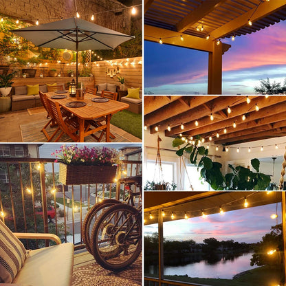 ST38 LED String Light 24M/15M Festoon Outdoor Light Garden Cafe Wedding Street Fairy String Lights Wedding Christmas Decoration