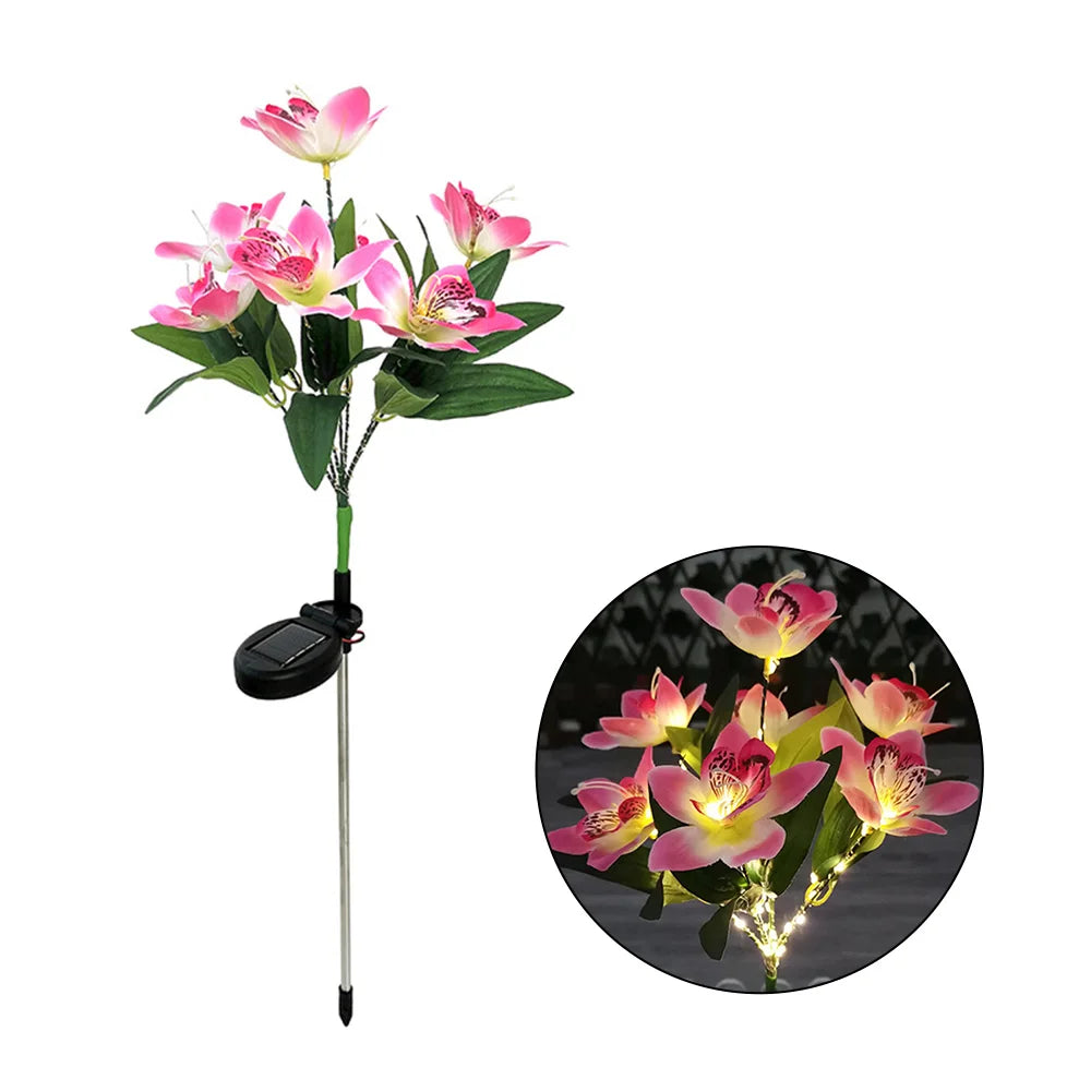 7 Heads Solar Lights Outdoor Decorative Solar Garden Lights Rose Flower Lawn Lamp for Yard Patio Garden Decor Flowers