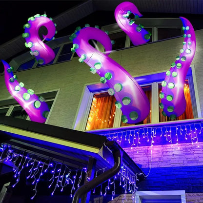 5 Pcs 5 ft Halloween Inflatable Lighted Giant Octopus Tentacle with Build in LED Broke Out from Window Blow up Decor for
