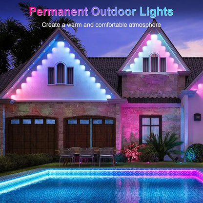 45M 90Leds Permanent Outdoor Eaves LED Lights Waterproof RGB String Lights DIY Scene Christmas Birthday Holiday Party Lighting