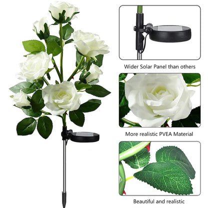 7 Heads Solar Lights Outdoor Decorative Solar Garden Lights Rose Flower Lawn Lamp for Yard Patio Garden Decor Flowers