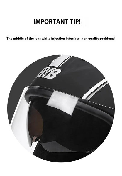 Motorcycle Open Face Helmet For Men And Women Dual Lens Sun Visor Face Shield Top Lightweight Scooter Bike Retro 3/4 Helmet