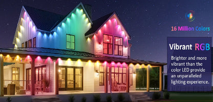 Outdoor RGB Lights String IP67 Waterproof Smart LED Eaves Lights with App/Remote Control for Christmas and All Holiday Decor