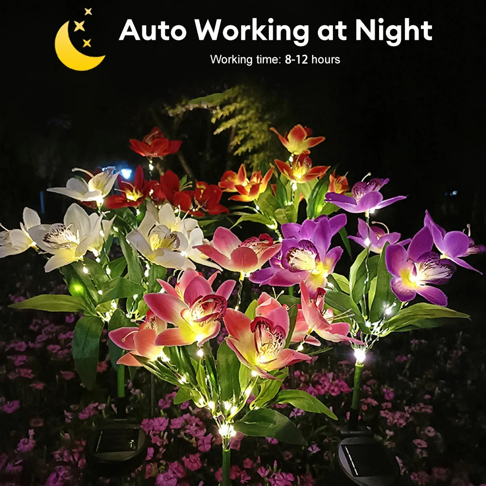 7 Heads Solar Lights Outdoor Decorative Solar Garden Lights Rose Flower Lawn Lamp for Yard Patio Garden Decor Flowers