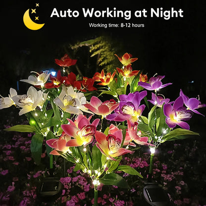 7 Heads Solar Lights Outdoor Decorative Solar Garden Lights Rose Flower Lawn Lamp for Yard Patio Garden Decor Flowers