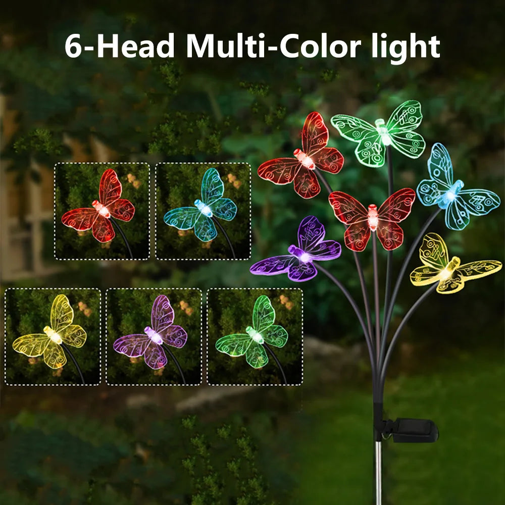 7 Heads Solar Lights Outdoor Decorative Solar Garden Lights Rose Flower Lawn Lamp for Yard Patio Garden Decor Flowers