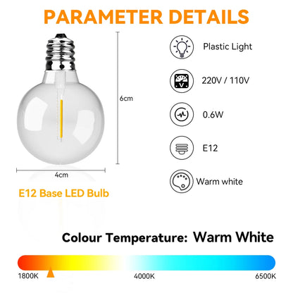 LED String Light G40 Shatterproof Light String IP44 Patio Light Outdoor Garland Light For Garden Wedding Decoration 18M 26M 45M