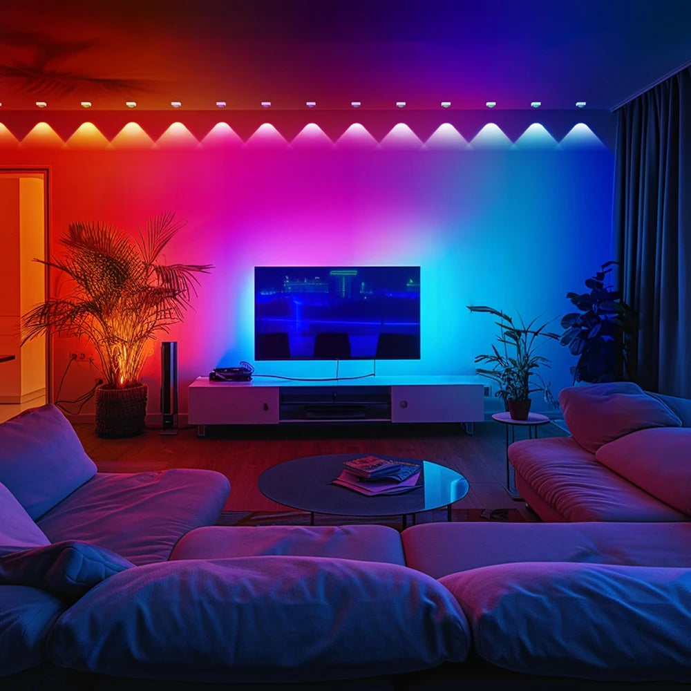 45M 90Leds Permanent Outdoor Eaves LED Lights Waterproof RGB String Lights DIY Scene Christmas Birthday Holiday Party Lighting