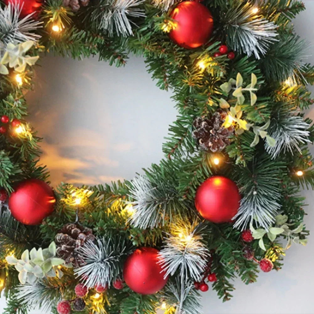 Led Christmas Wreath Door Hanging Rattan Farm Christmas Decorations Garland Xmas Wreath Home Party Wall Front Door Decorations