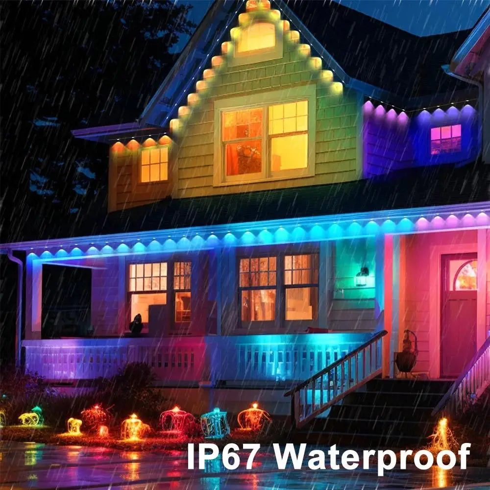 45M 90Leds Permanent Outdoor Eaves LED Lights Waterproof RGB String Lights DIY Scene Christmas Birthday Holiday Party Lighting