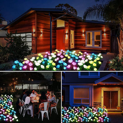 7 Heads Solar Lights Outdoor Decorative Solar Garden Lights Rose Flower Lawn Lamp for Yard Patio Garden Decor Flowers