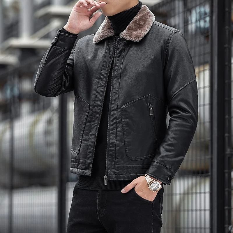 Men Leather Coat Men Wear Slim Fit Blazer PU Clothes Spring Trend Autumn New Leisure Fashion Fashionable Motorcycle Jacket