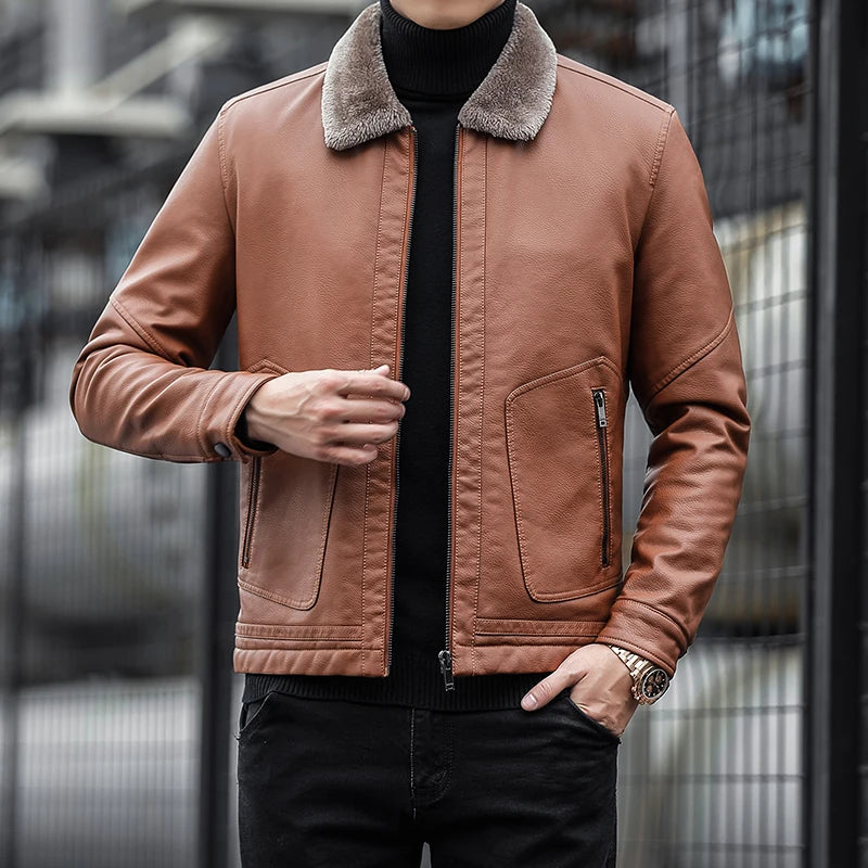 Men Leather Coat Men Wear Slim Fit Blazer PU Clothes Spring Trend Autumn New Leisure Fashion Fashionable Motorcycle Jacket