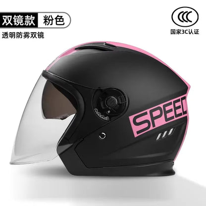 Motorcycle Open Face Helmet For Men And Women Dual Lens Sun Visor Face Shield Top Lightweight Scooter Bike Retro 3/4 Helmet
